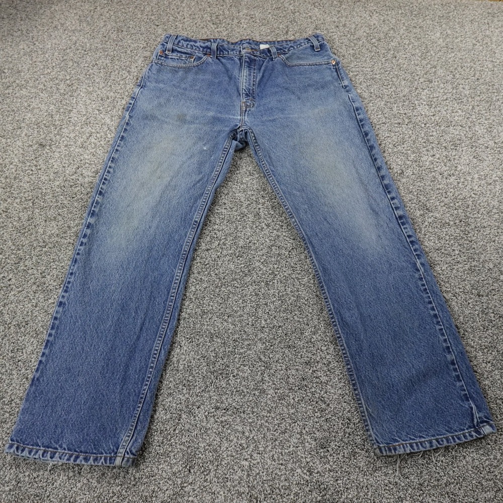 VTG Levis Jeans Mens 38X30 Dark Blue Denim Pants 505 Regular Straight Grunge 90s